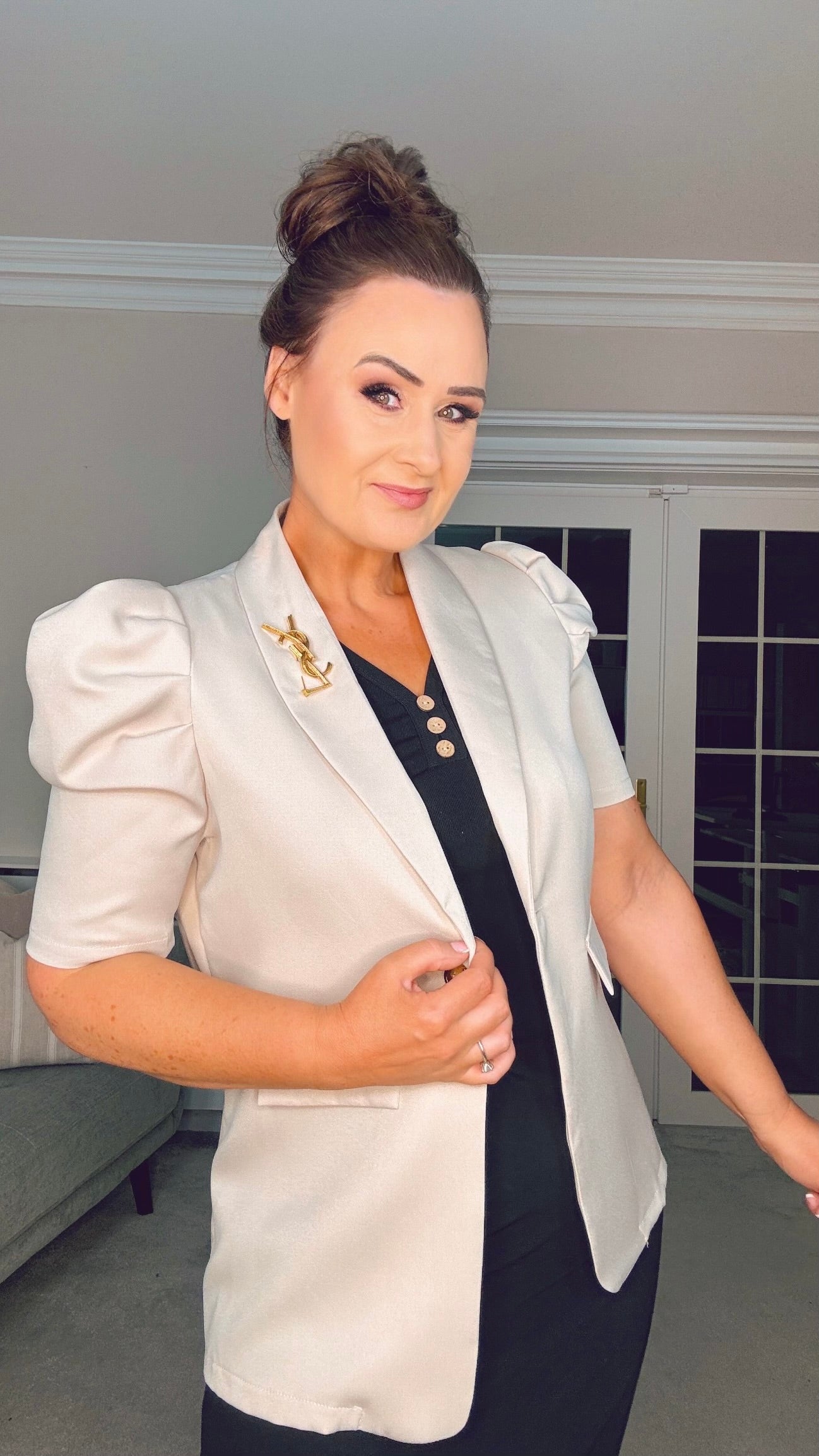 STONE EXAGGERATED SHOULDER SUMMER BLAZER