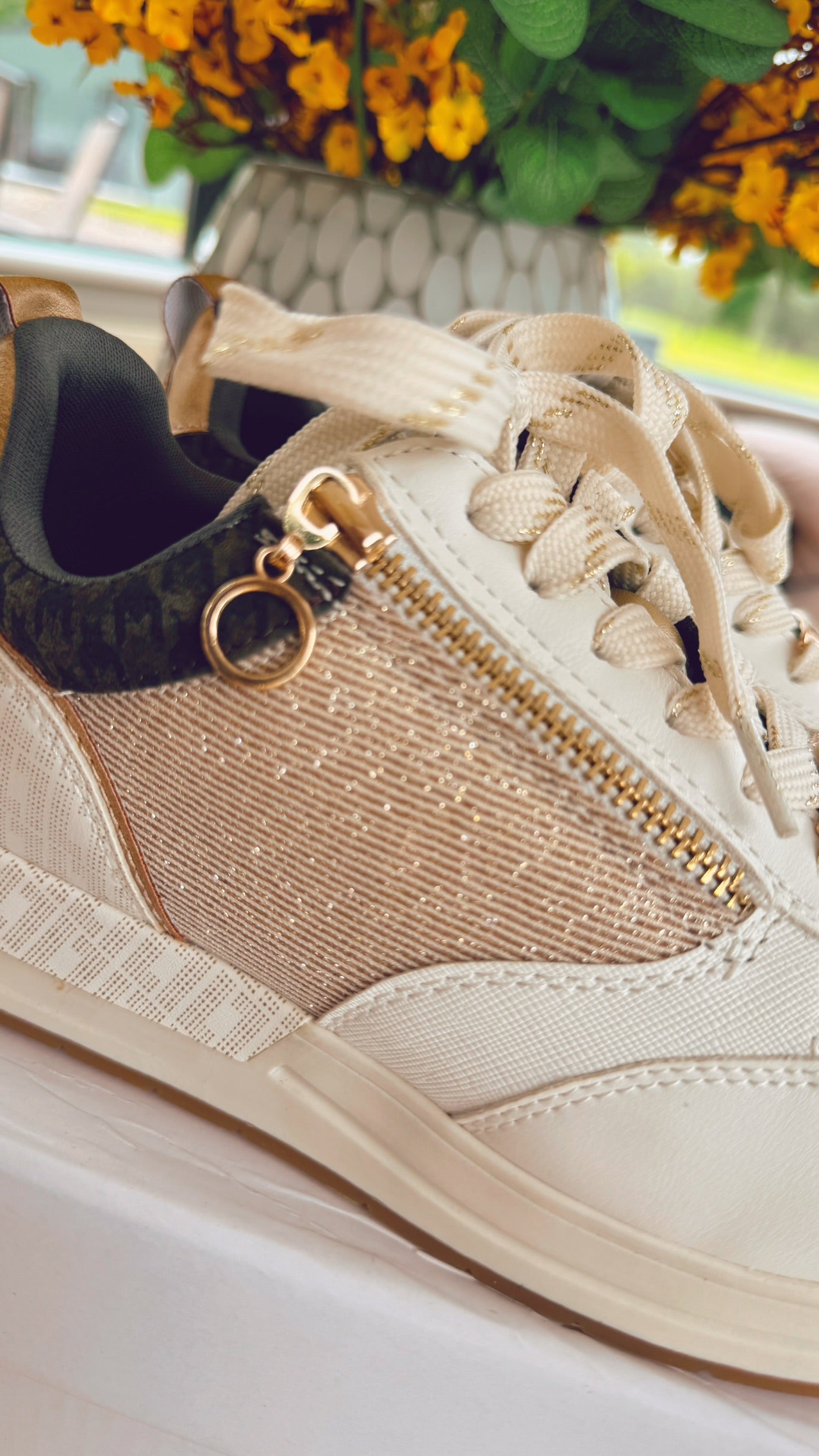 Gold Gucci inspired Trainers