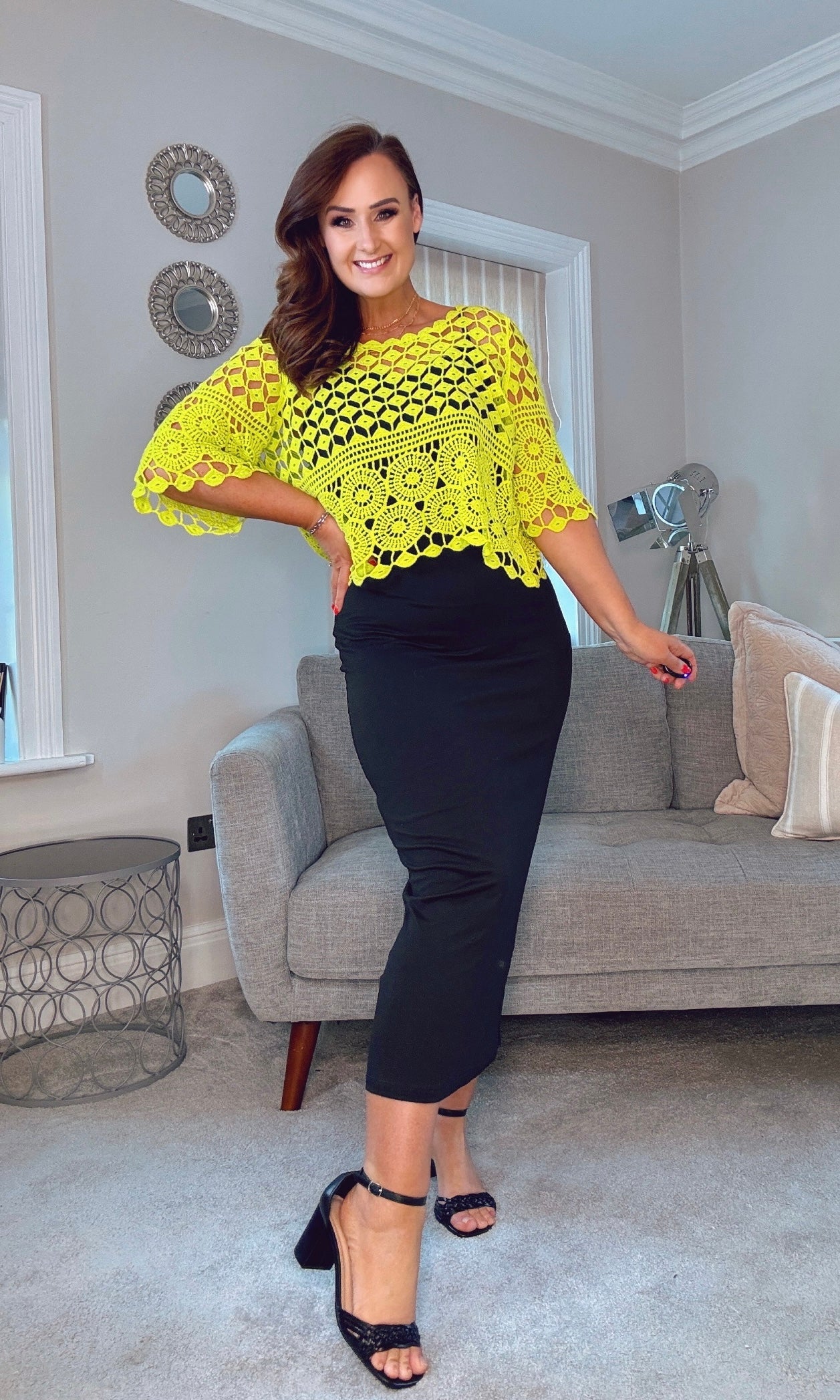 NEON YELLOW CROCHET TOP