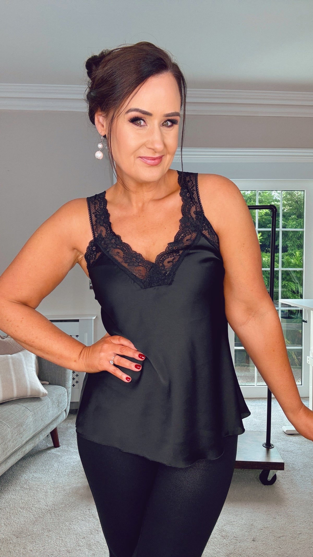BLACK ESTEE LACE CAMI