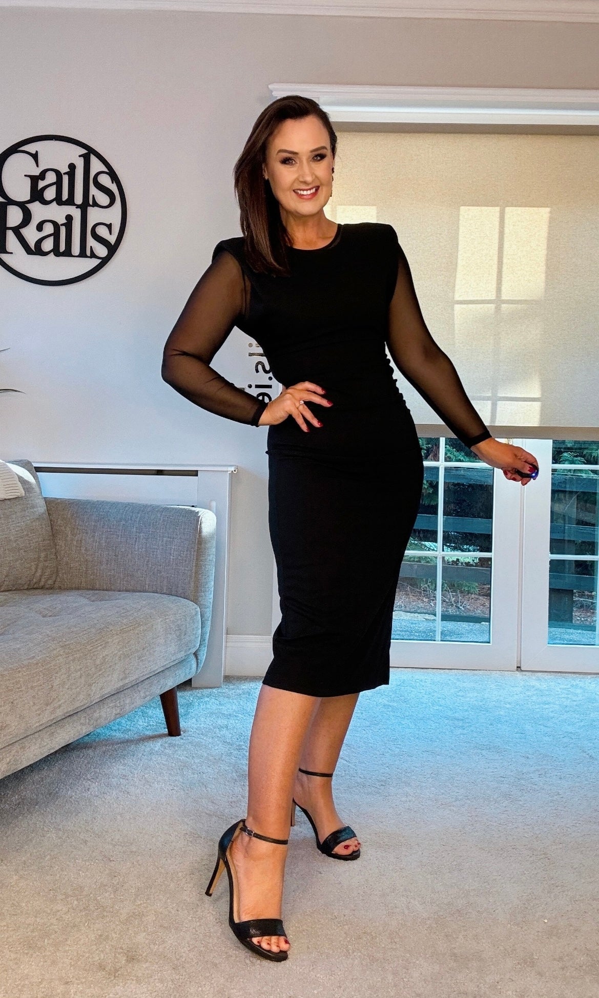 Black Enzzo Wiggle Dress with Gathered Waist