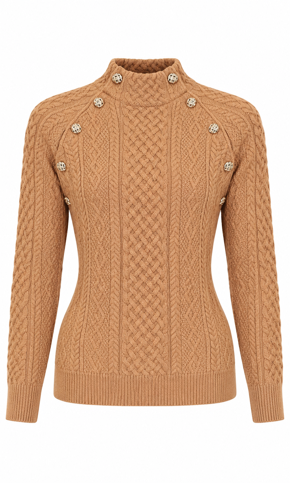 BISCUIT ARAN STYLE BUTTON JUMPER