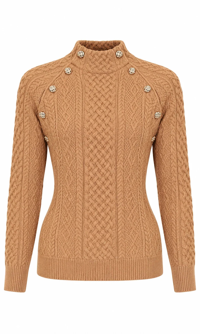 ARAN STYLE BUTTON JUMPER
