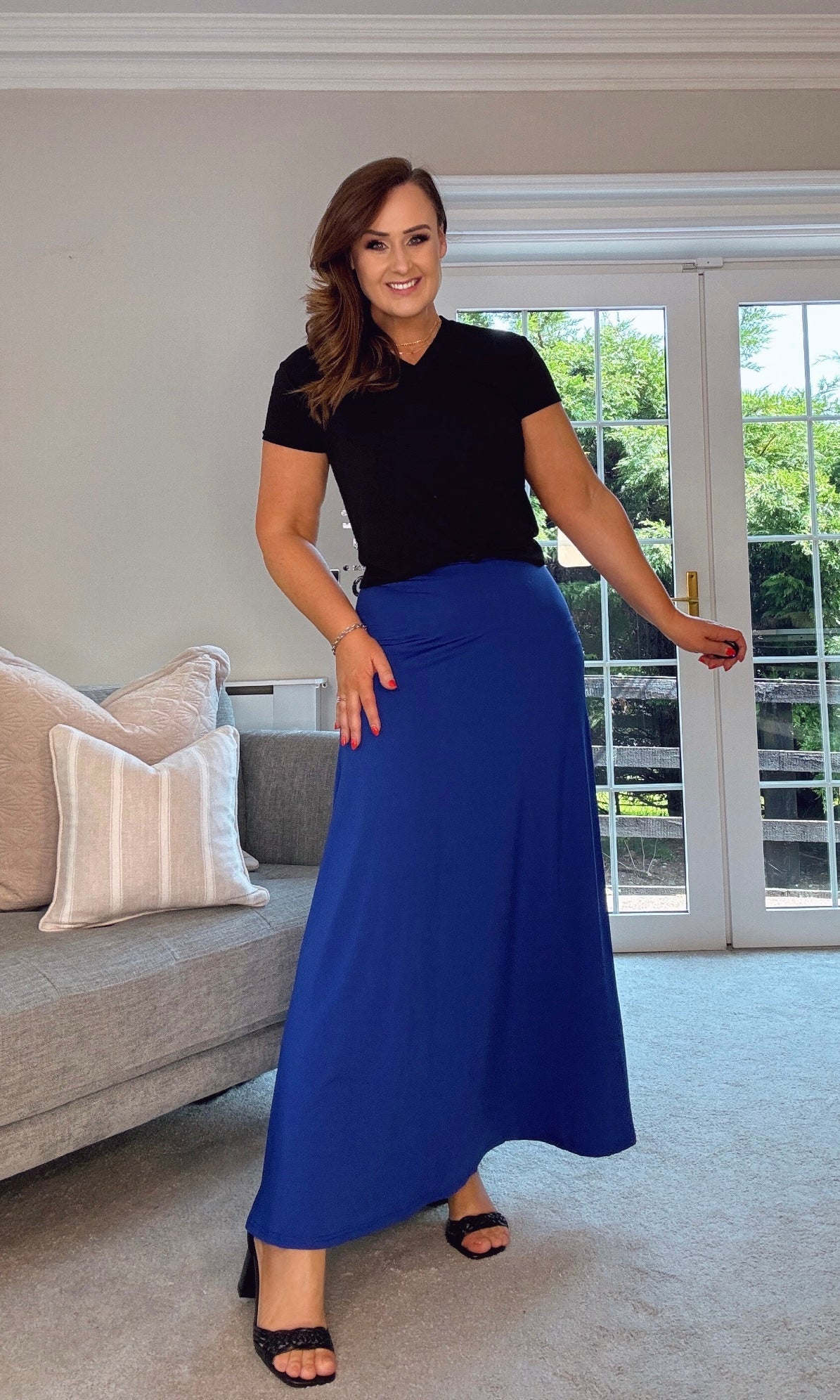 COBALT BLUE ALINE VISCOSE SUMMER MAXI SKIRT