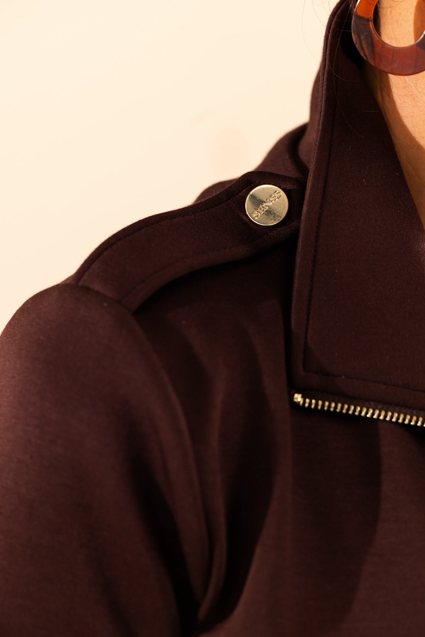 SENSS BROWN ZIP TIE WAIST JACKET
