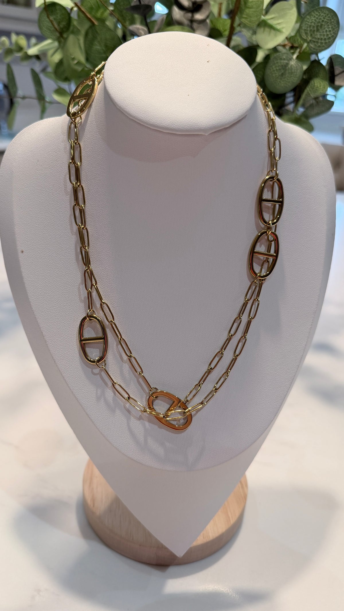 Long Gold Horsebit Pendant Necklace