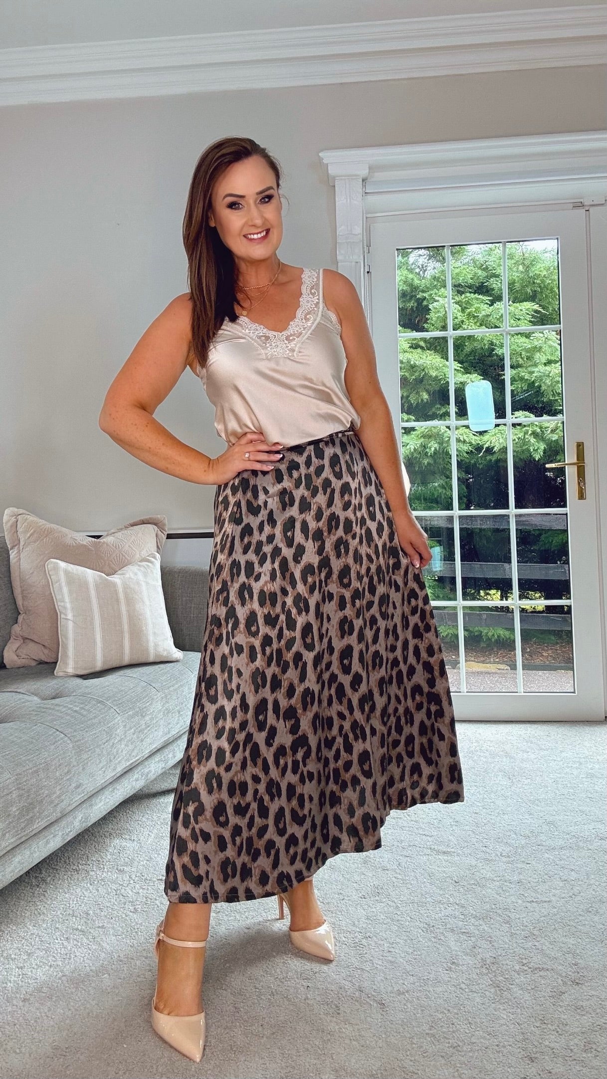 TAN LEOPARD PRINT SKIRT