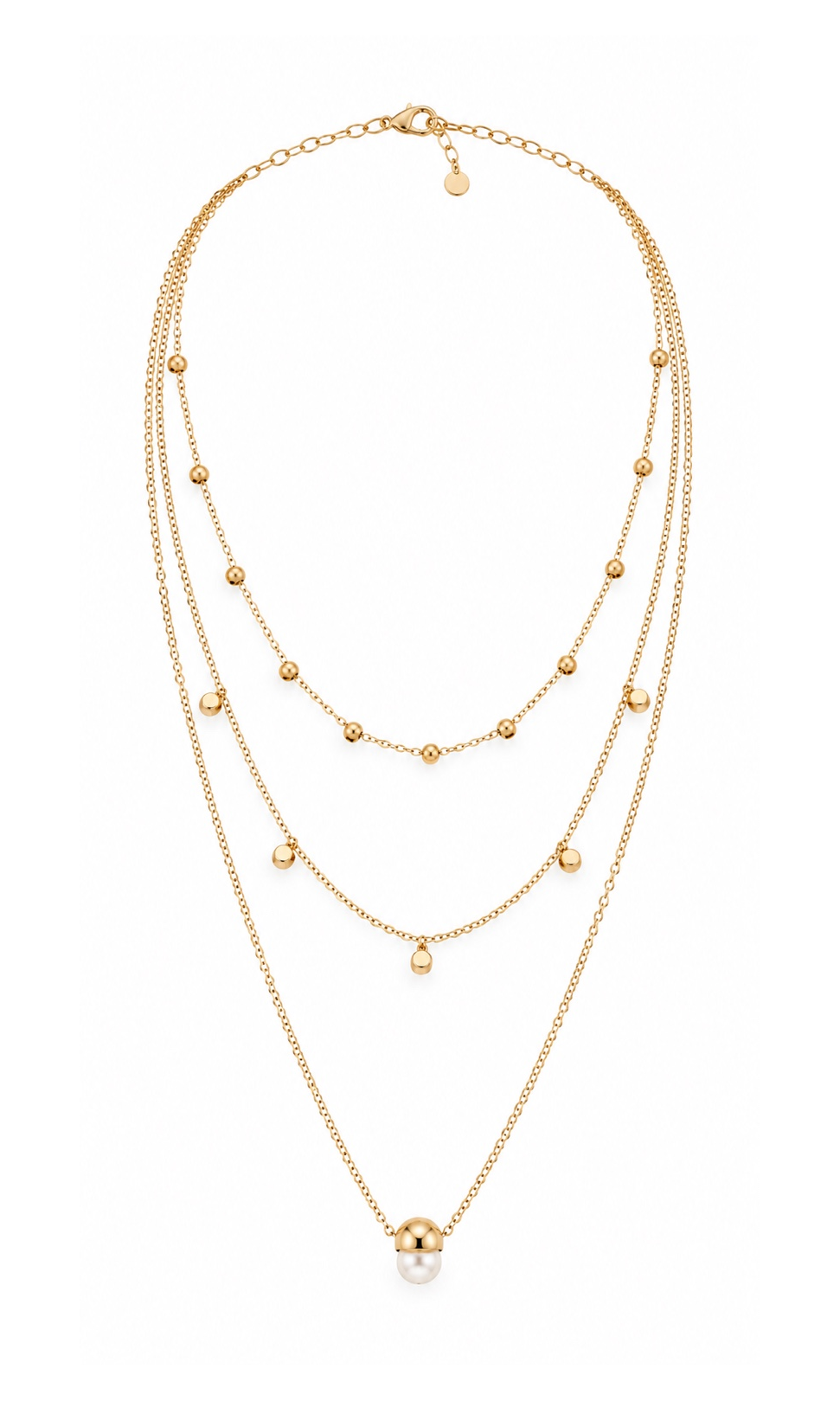 GOLD STAINLESS STEEL 3 TIERED NECKLACE