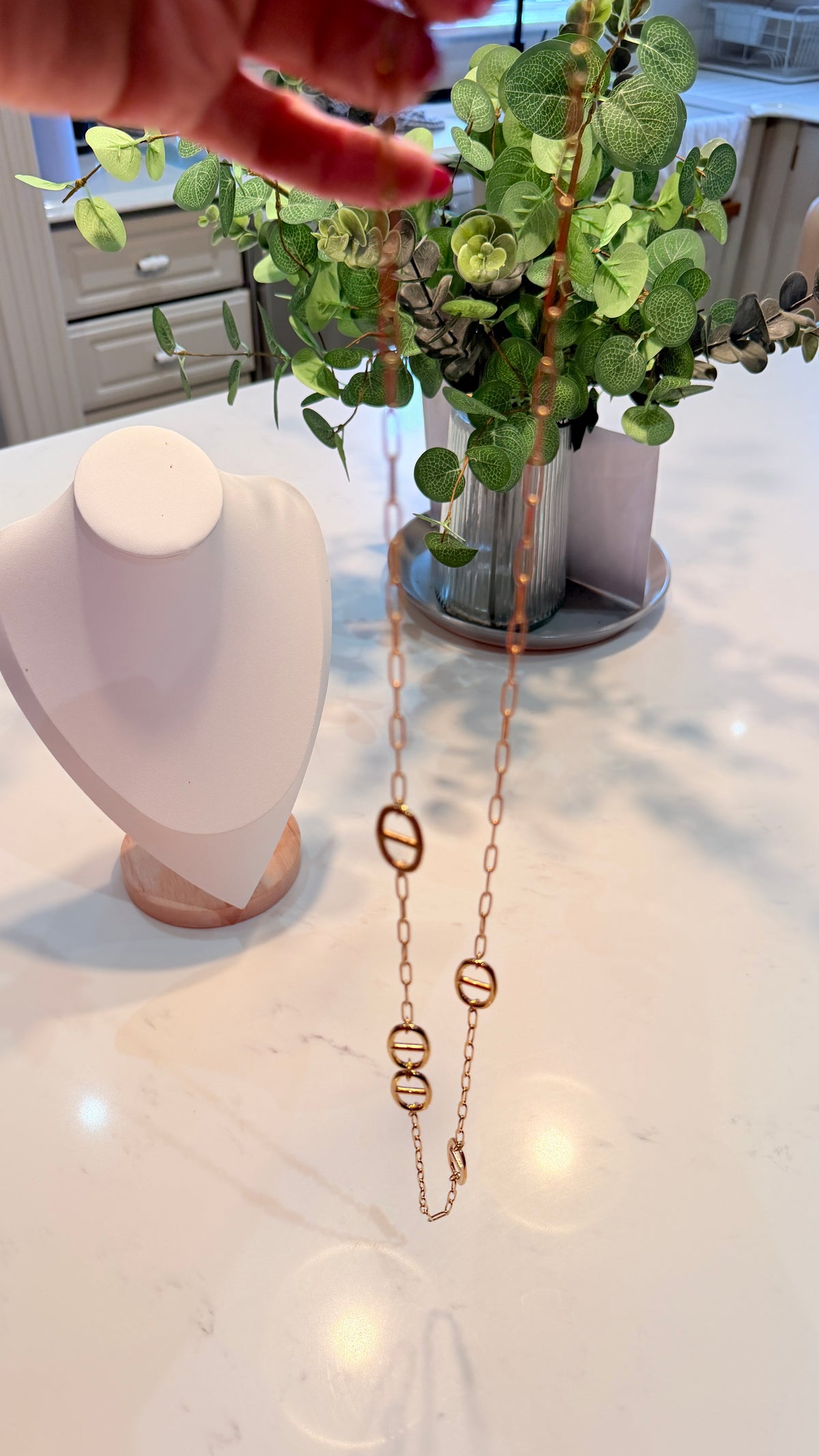 Long Gold Horsebit Pendant Necklace