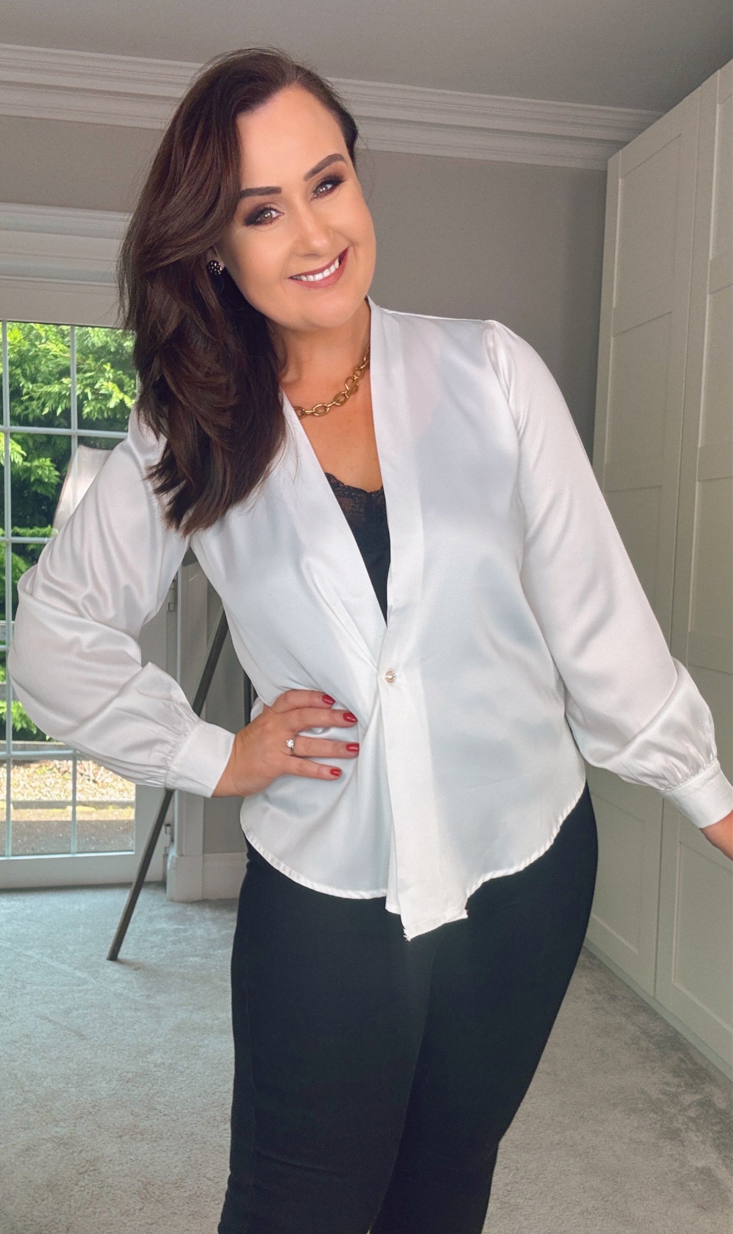 White Blazer Blouse