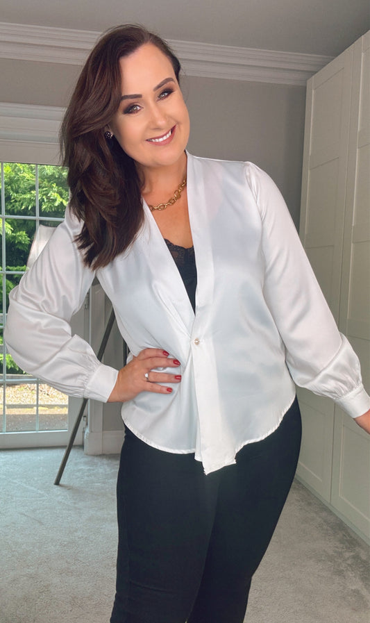 White Blazer Blouse