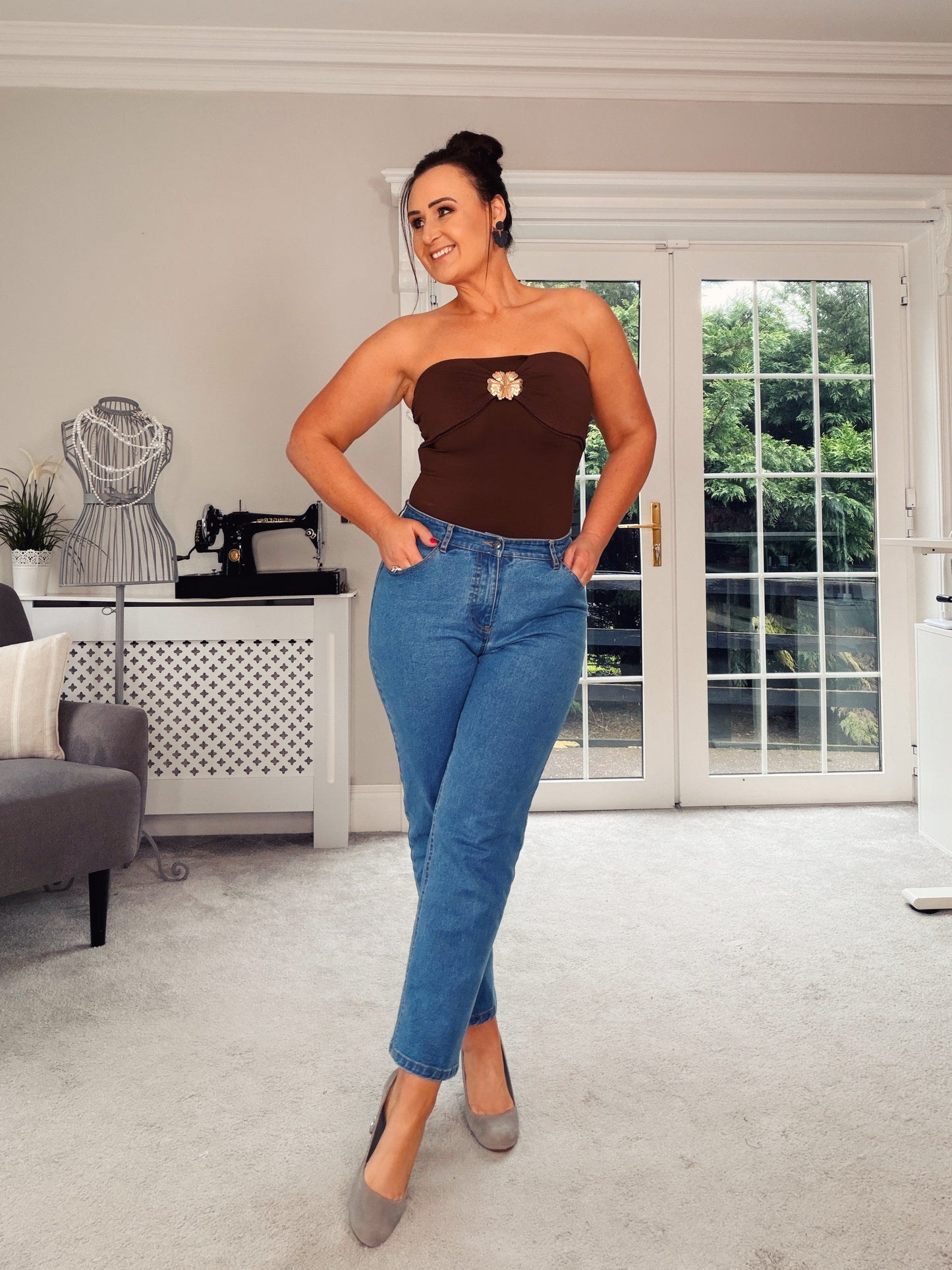 BROWN BARDOT BODYSUIT