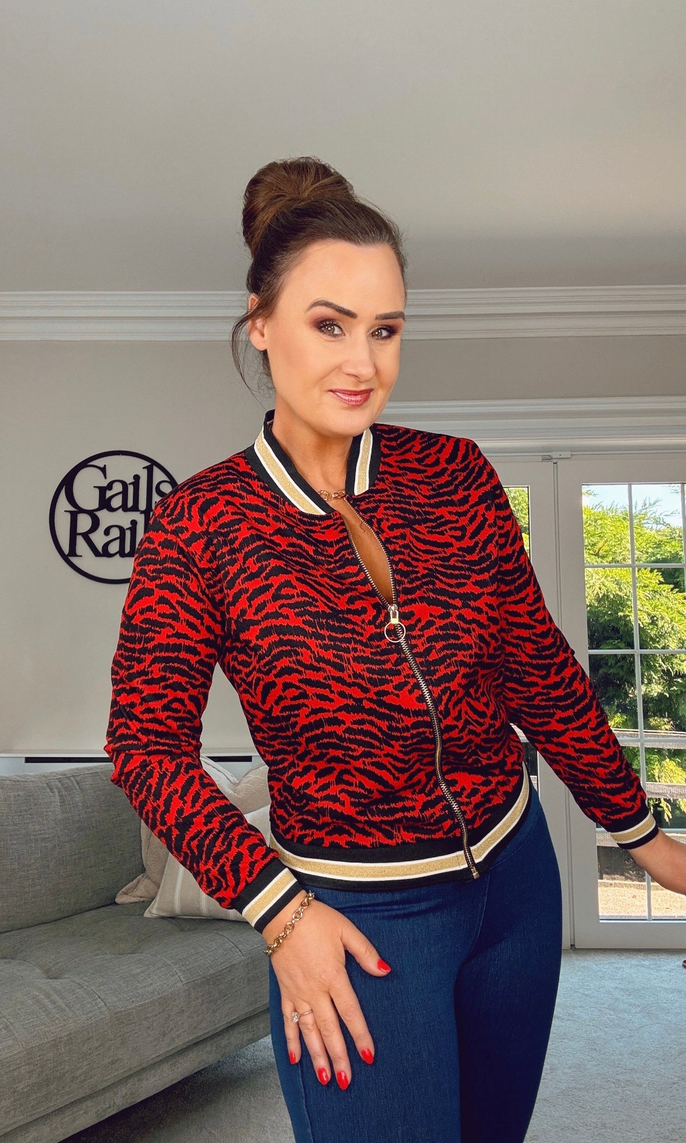 RED LEOPARD PRINT BOMBER