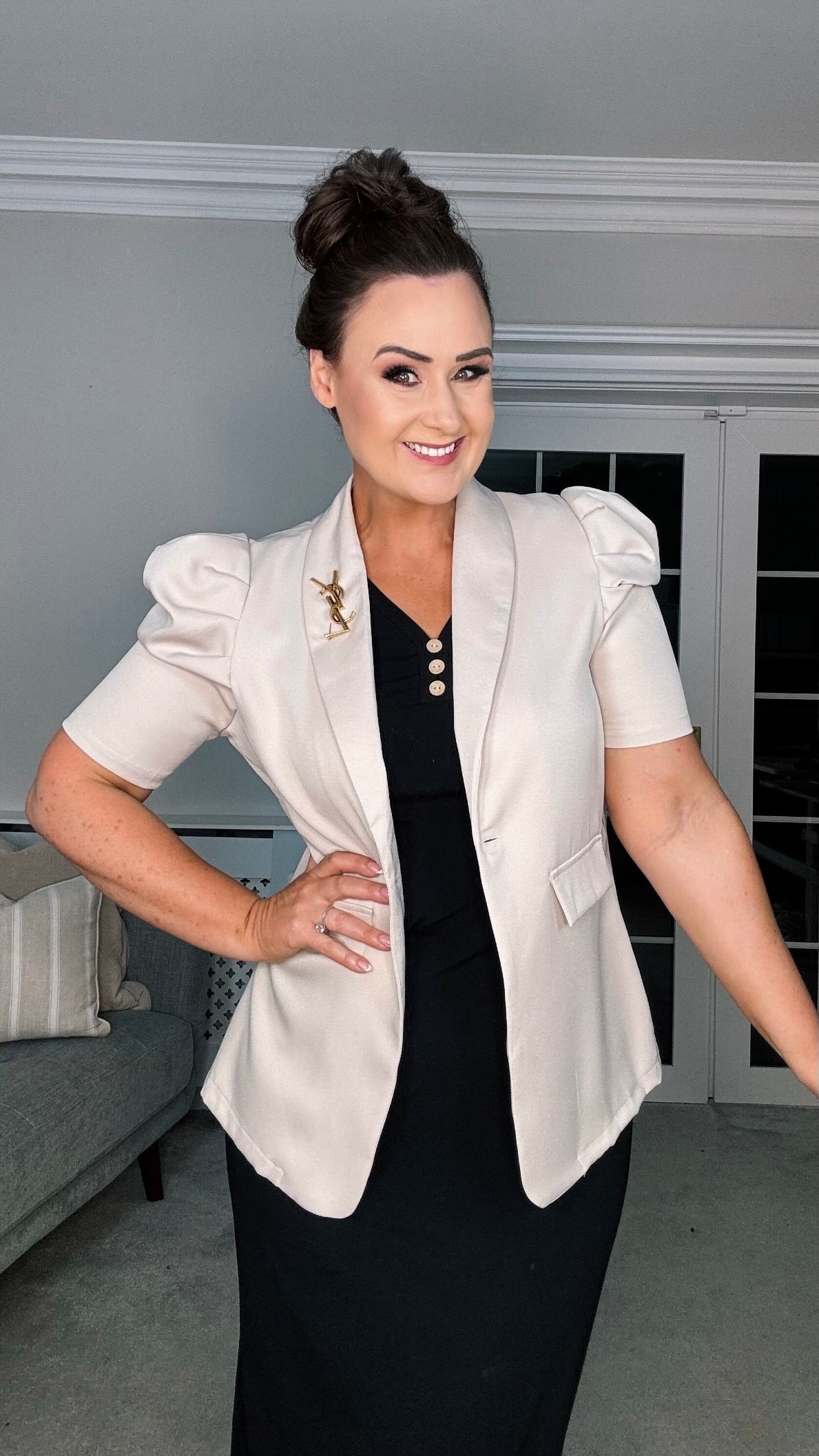 STONE EXAGGERATED SHOULDER SUMMER BLAZER