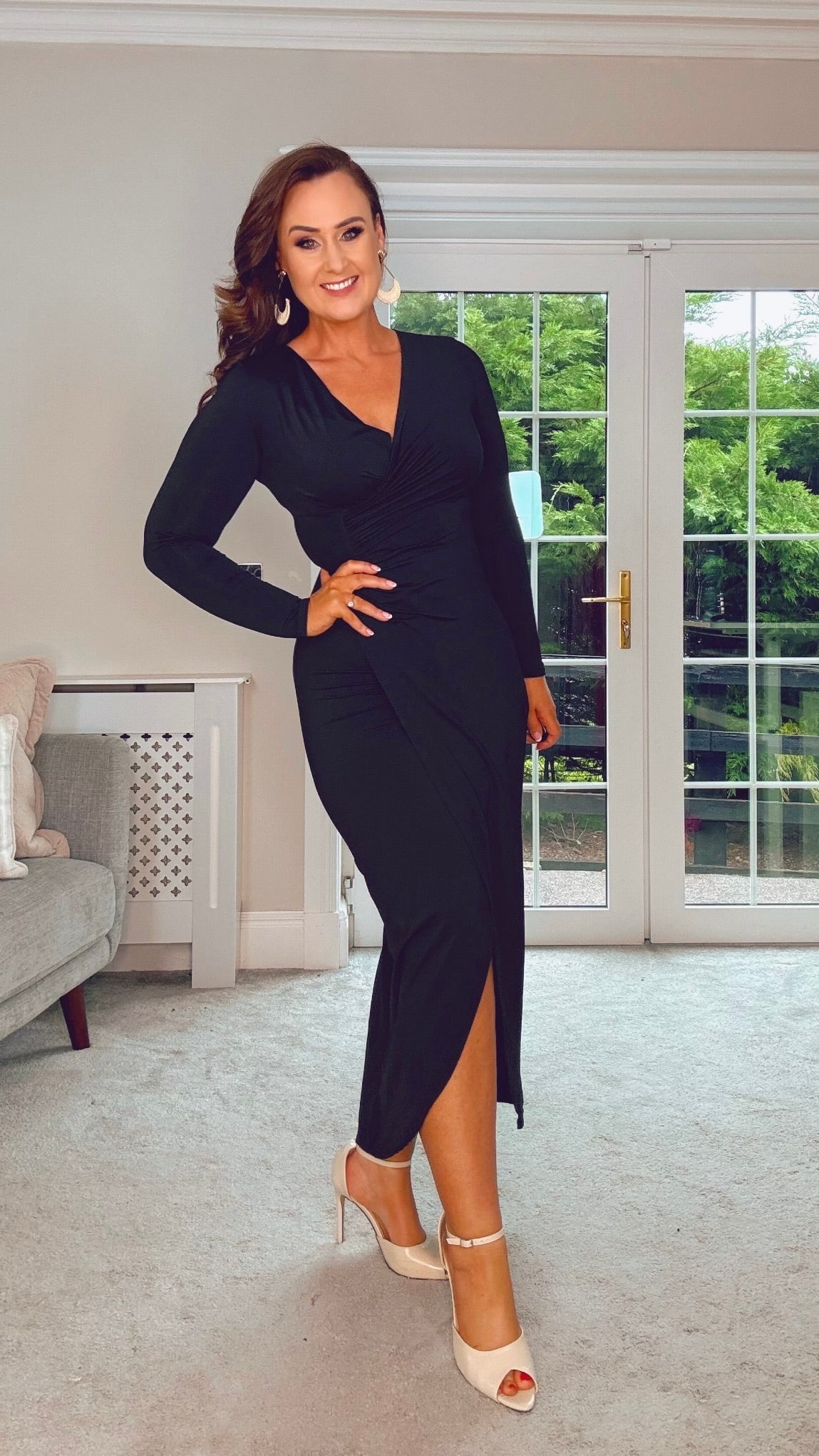 THE FOREVER BLACK DRAPE DRESS