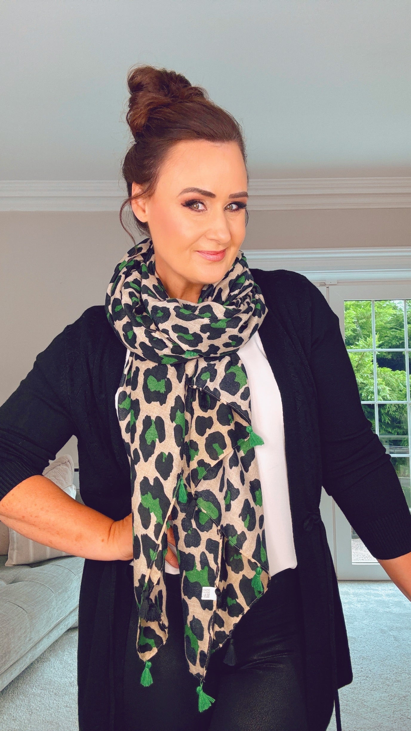BLACK TIE WAIST QUALITY CARDIGAN