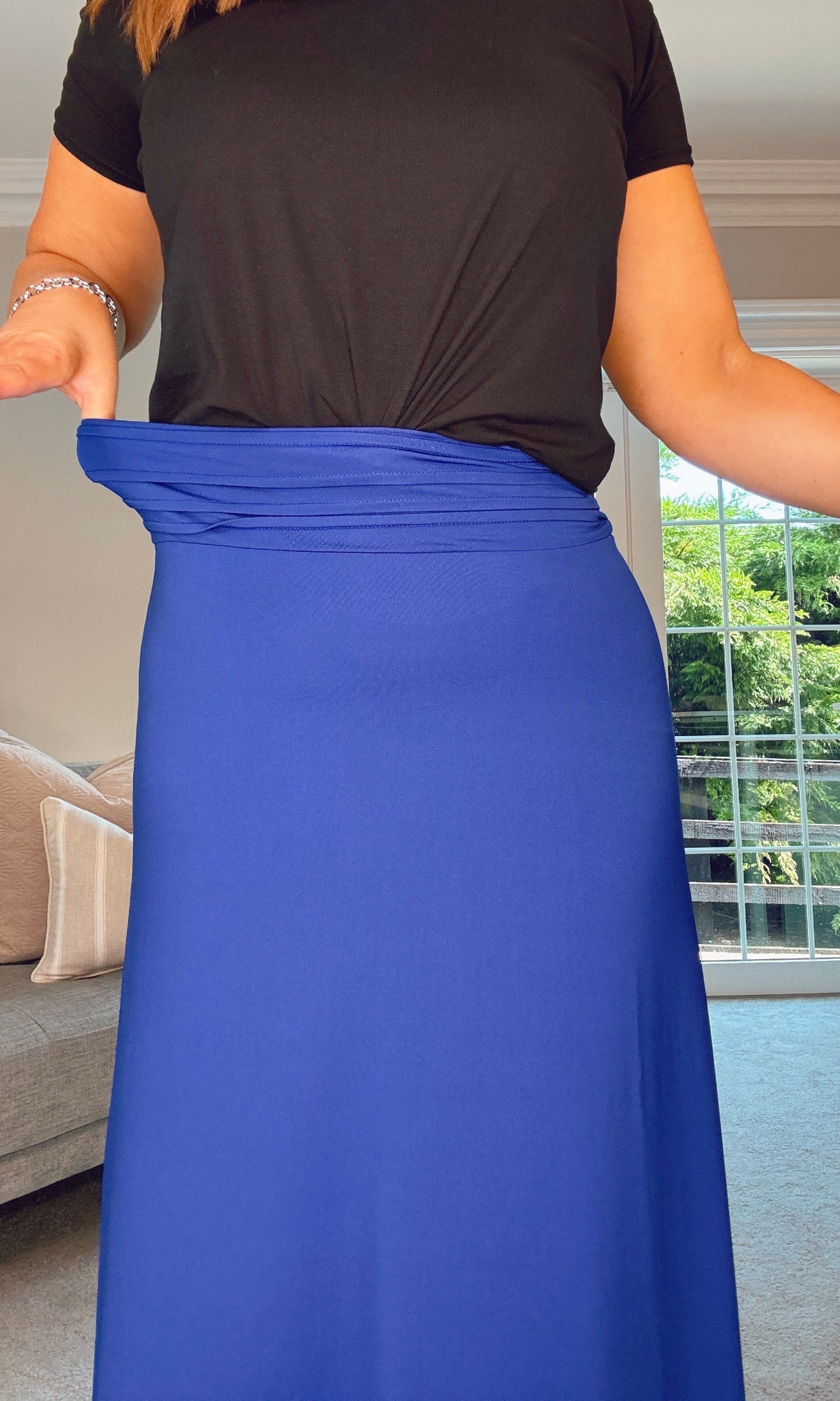 COBALT BLUE ALINE VISCOSE SUMMER MAXI SKIRT