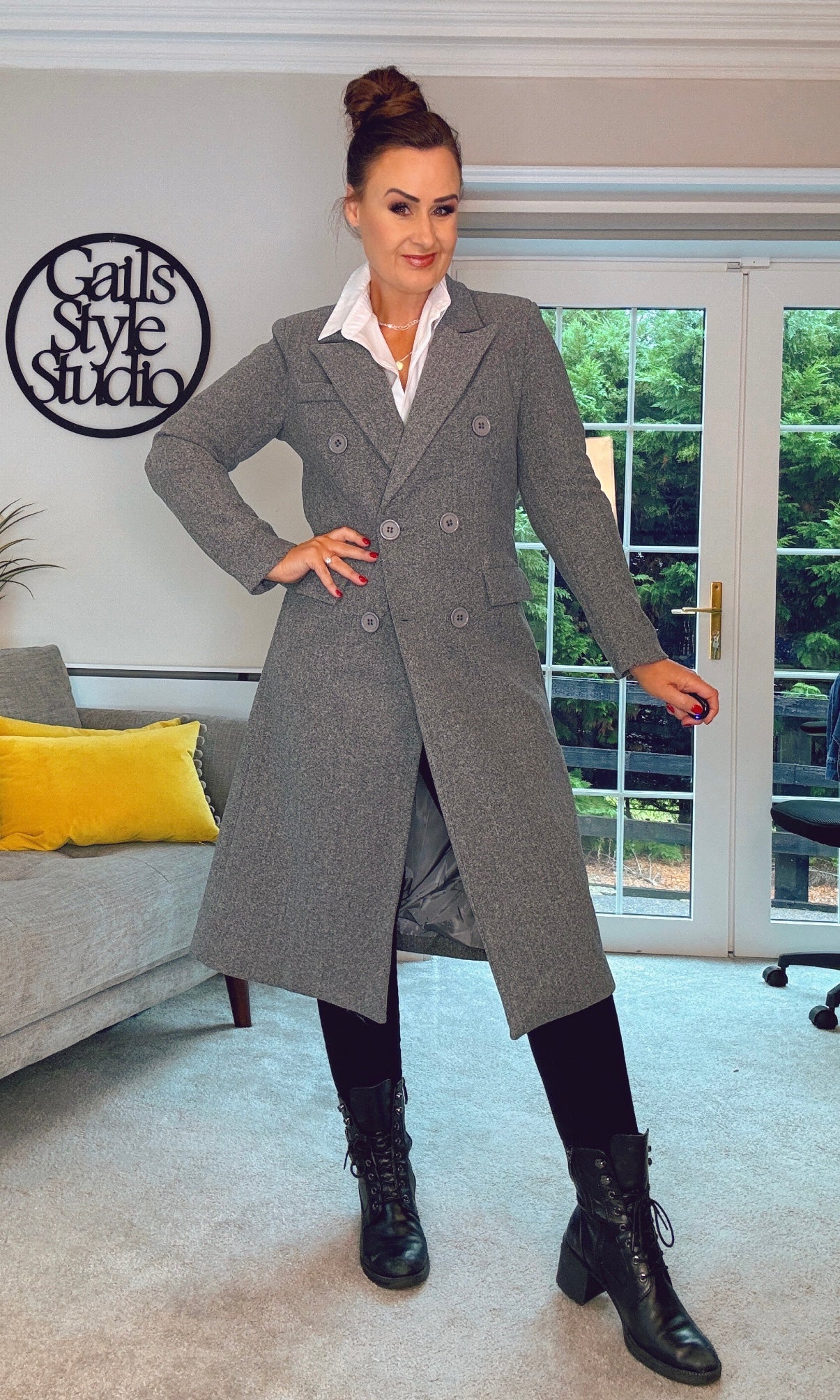 Grey midi coat best sale