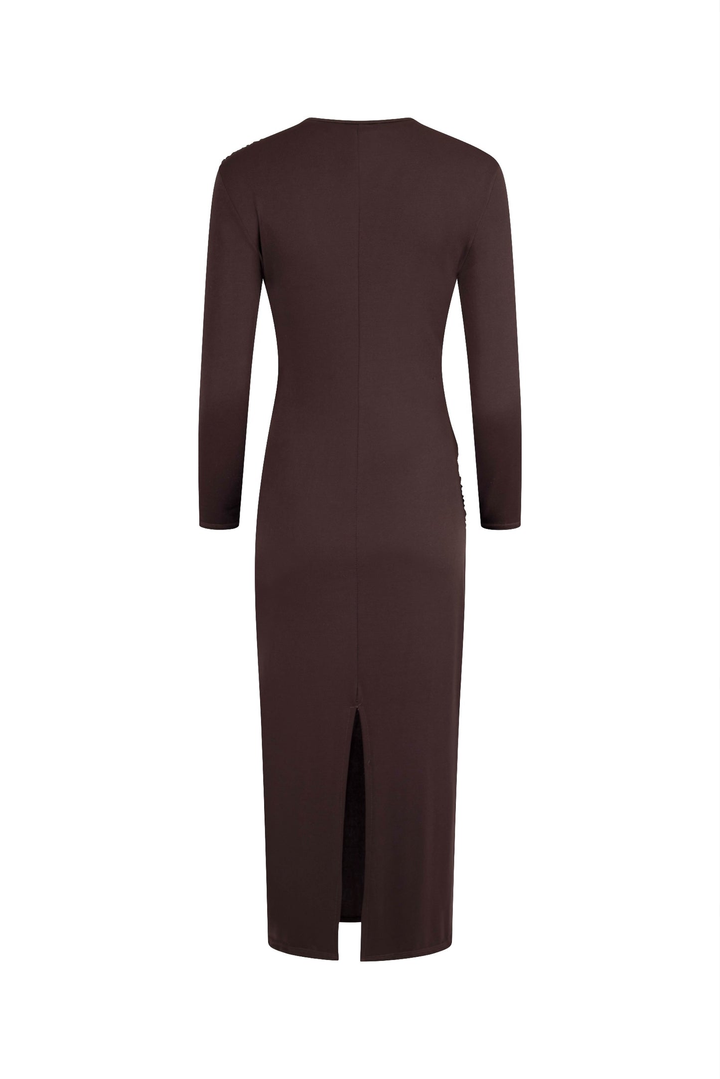 CHOCOLATE BROWN DRAPE MAXI DRESS