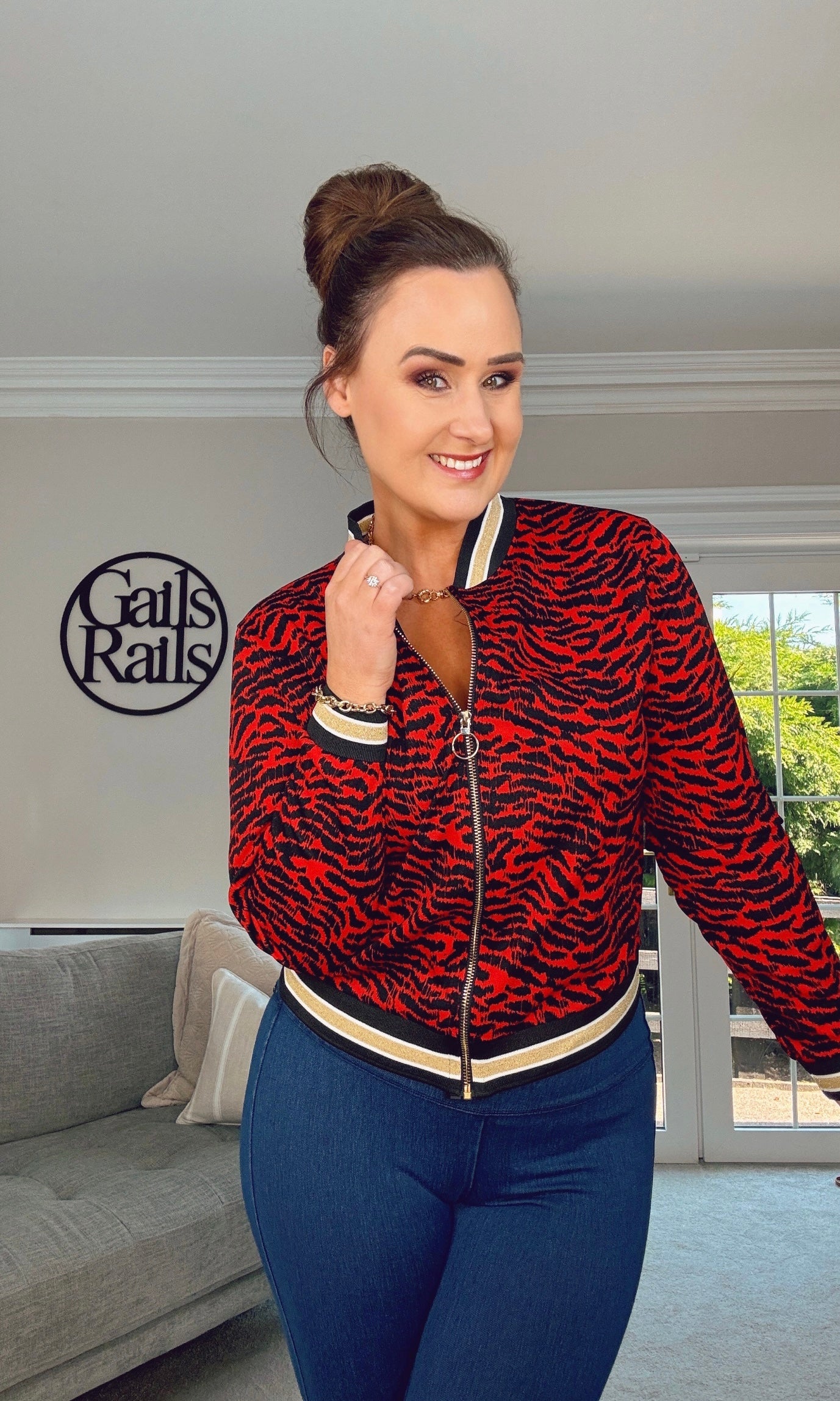 RED LEOPARD PRINT BOMBER