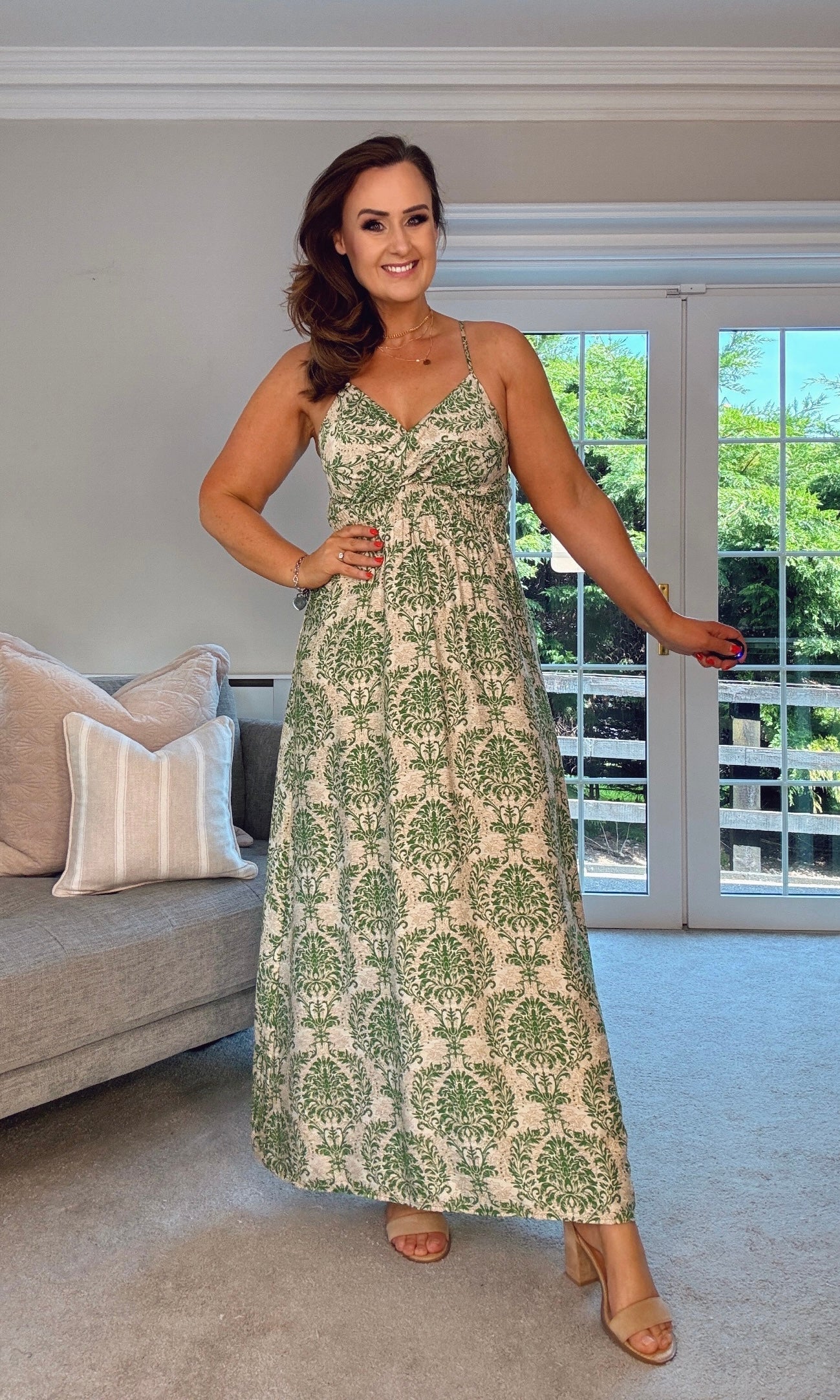 ELENA GREEN SUN MAXI DRESS