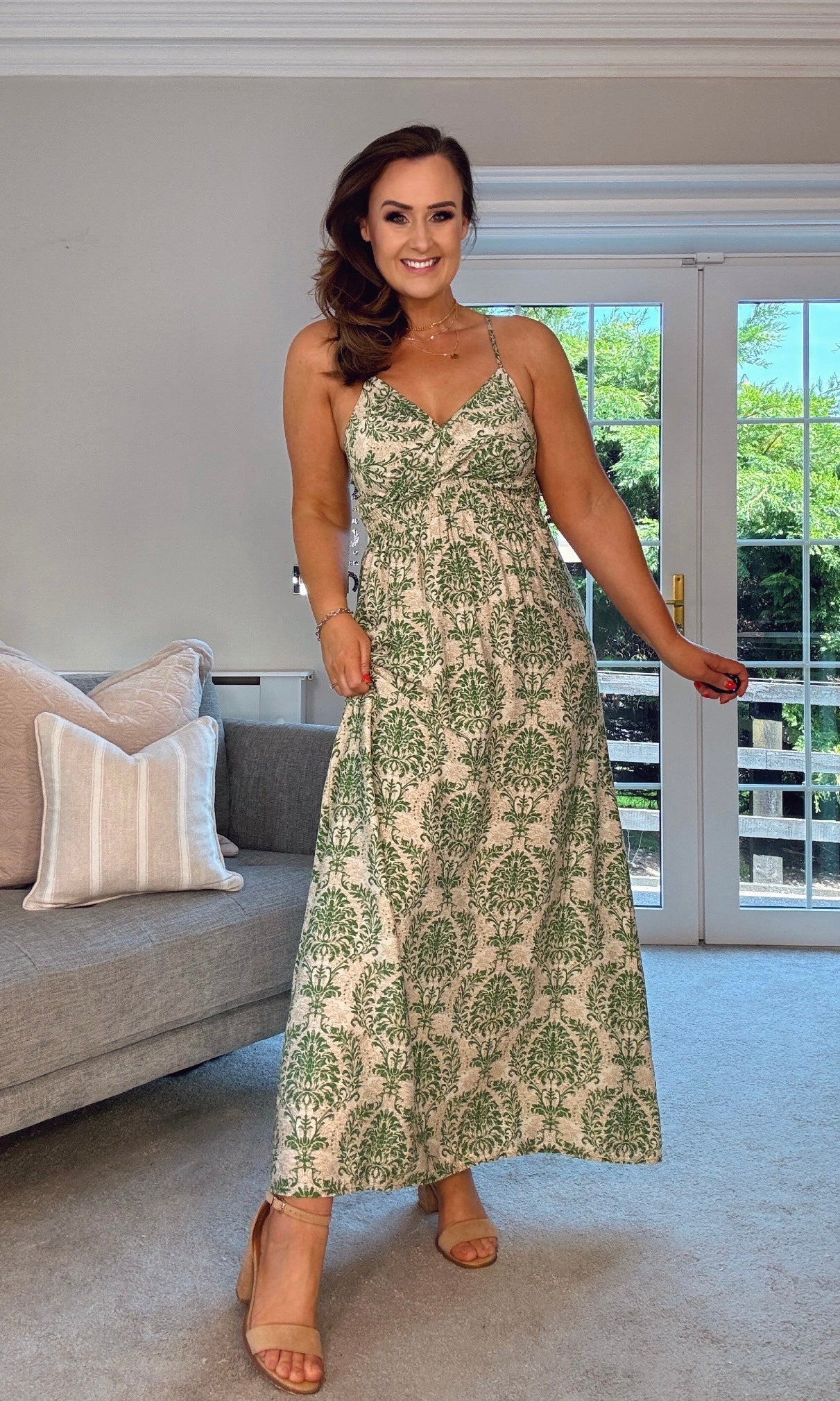 ELENA GREEN SUN MAXI DRESS
