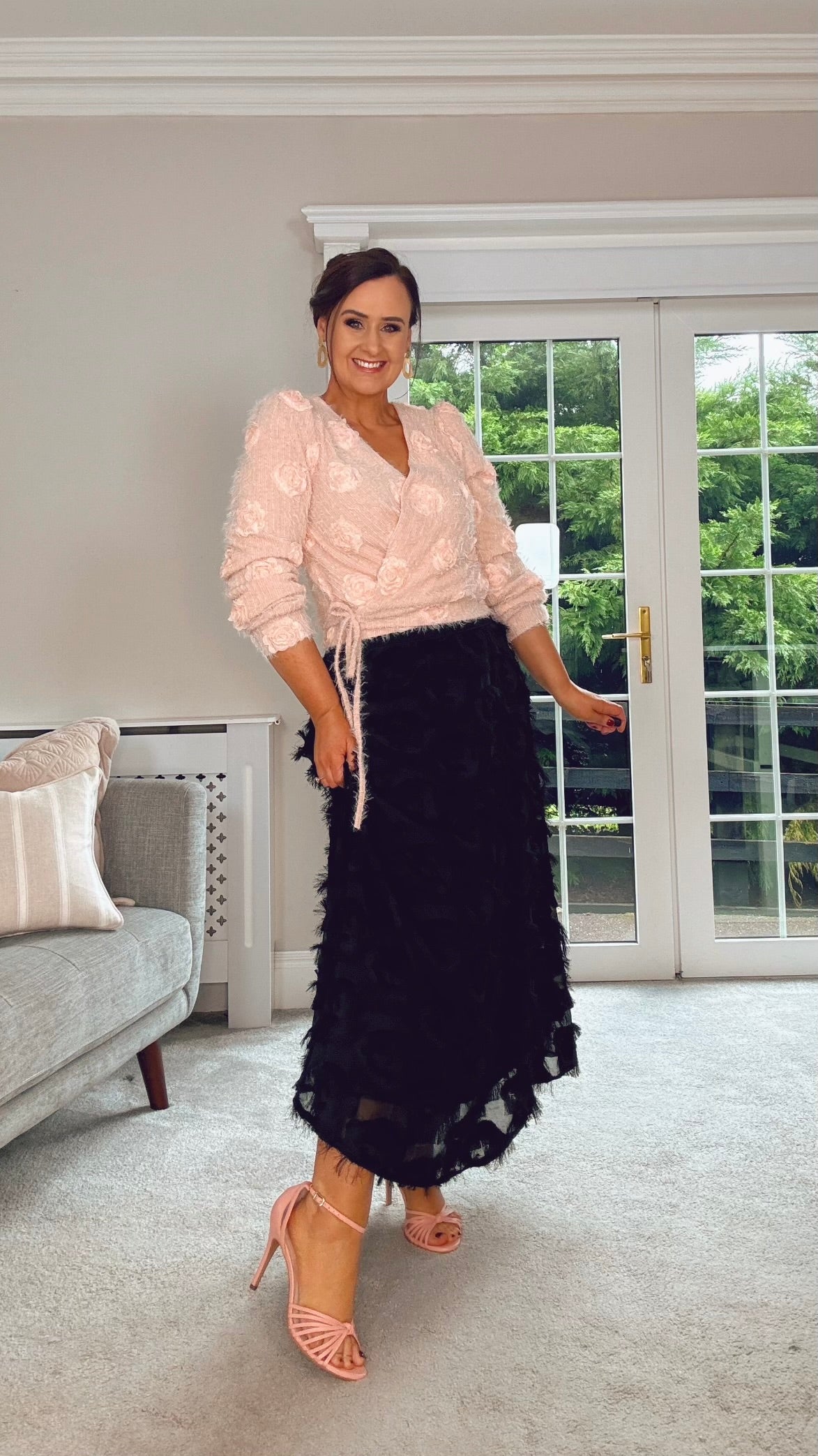 PINK TEXTURED WRAP TOP