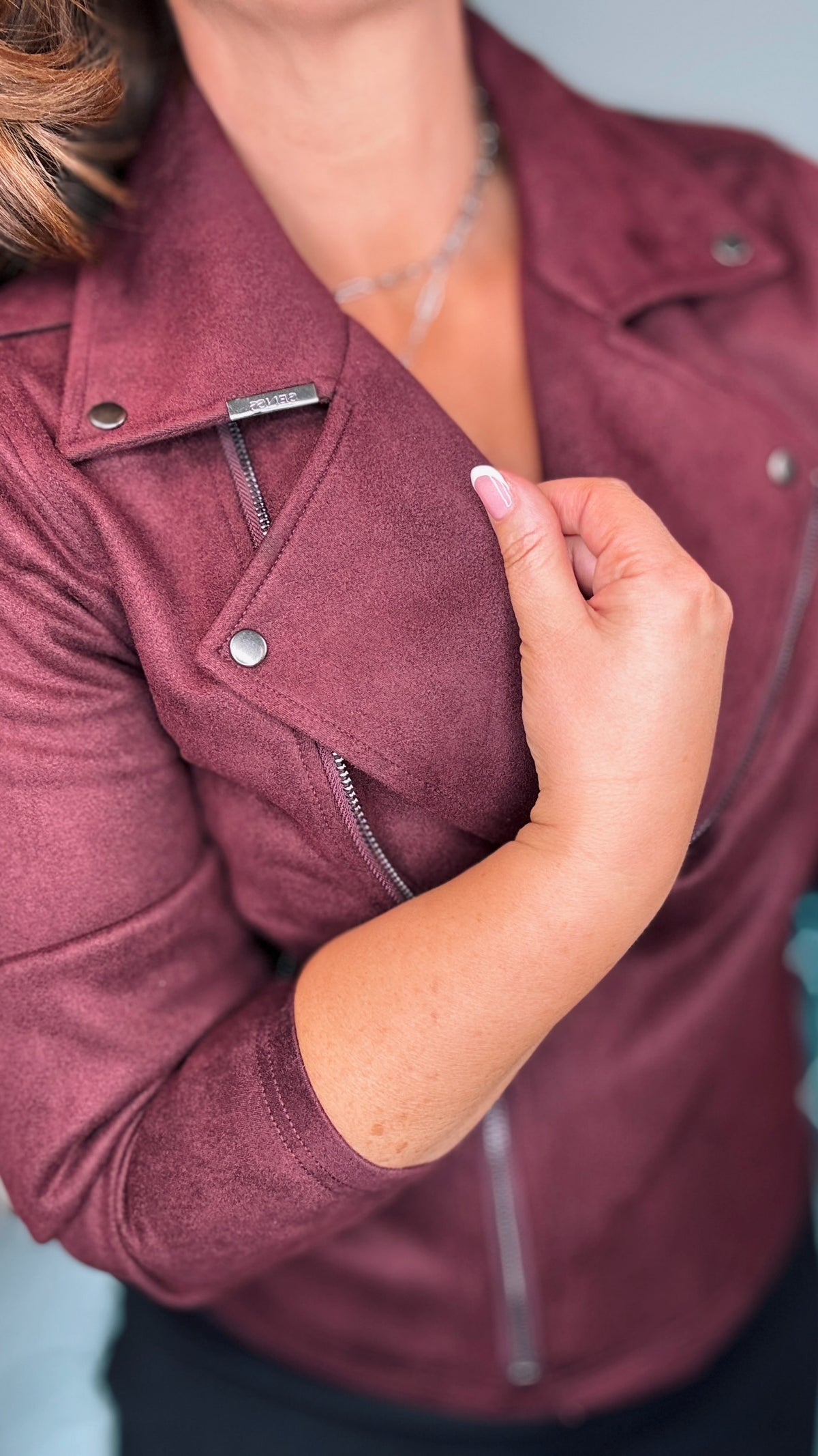 SENSS - THE BURGUNDY STRETCH BIKER JACKET