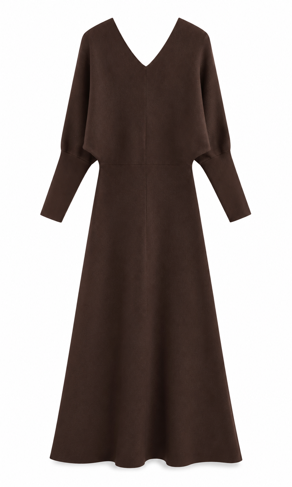 BROWN KNIT BATWING DRESS