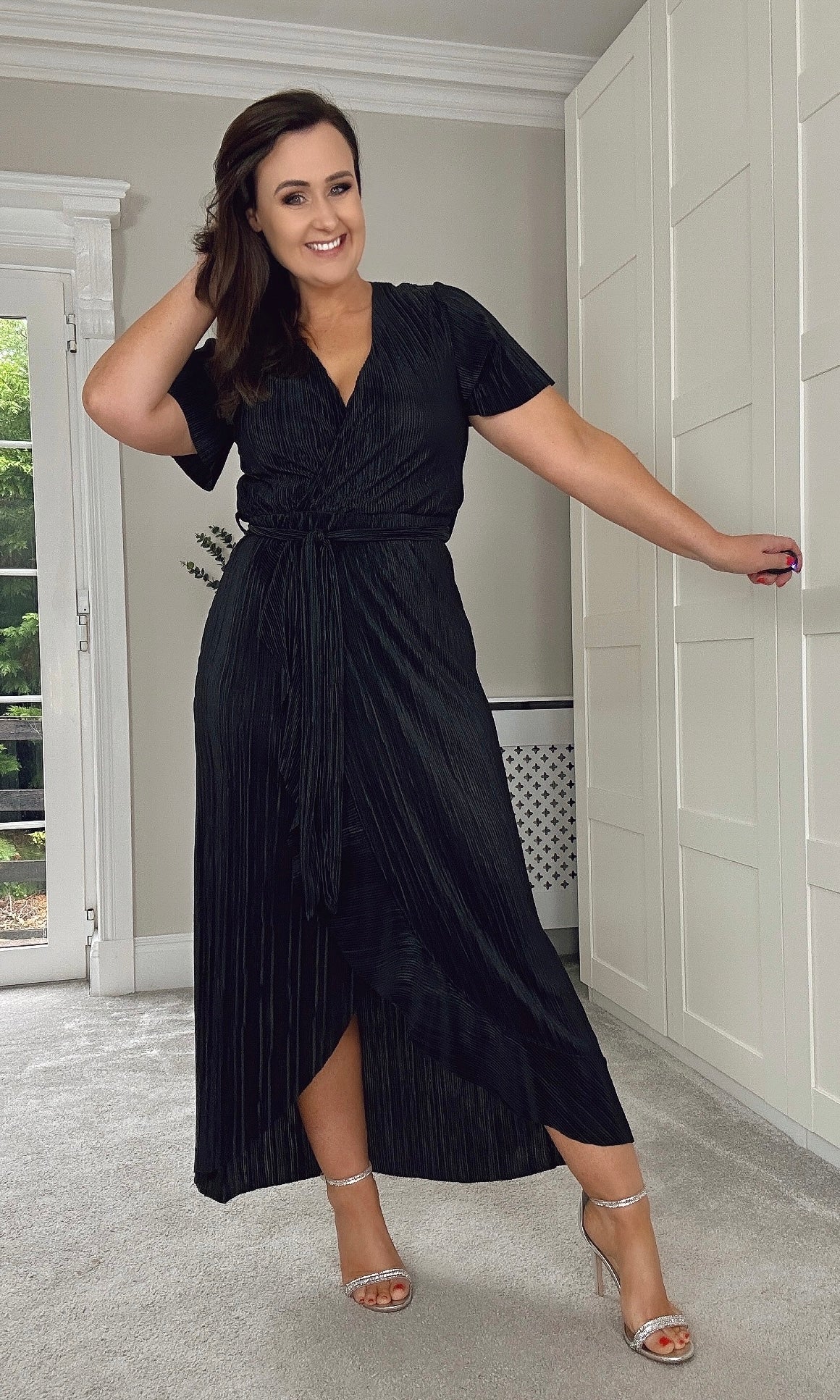 BLACK GIRL IN MIND WRAP SPLIT HEM FRILL DRESS