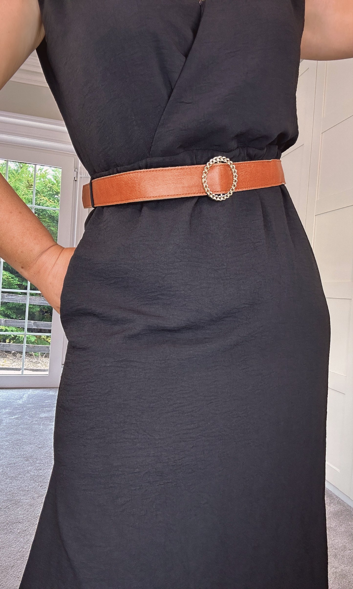 ENZZO Belted Safari Dress (BLACK)