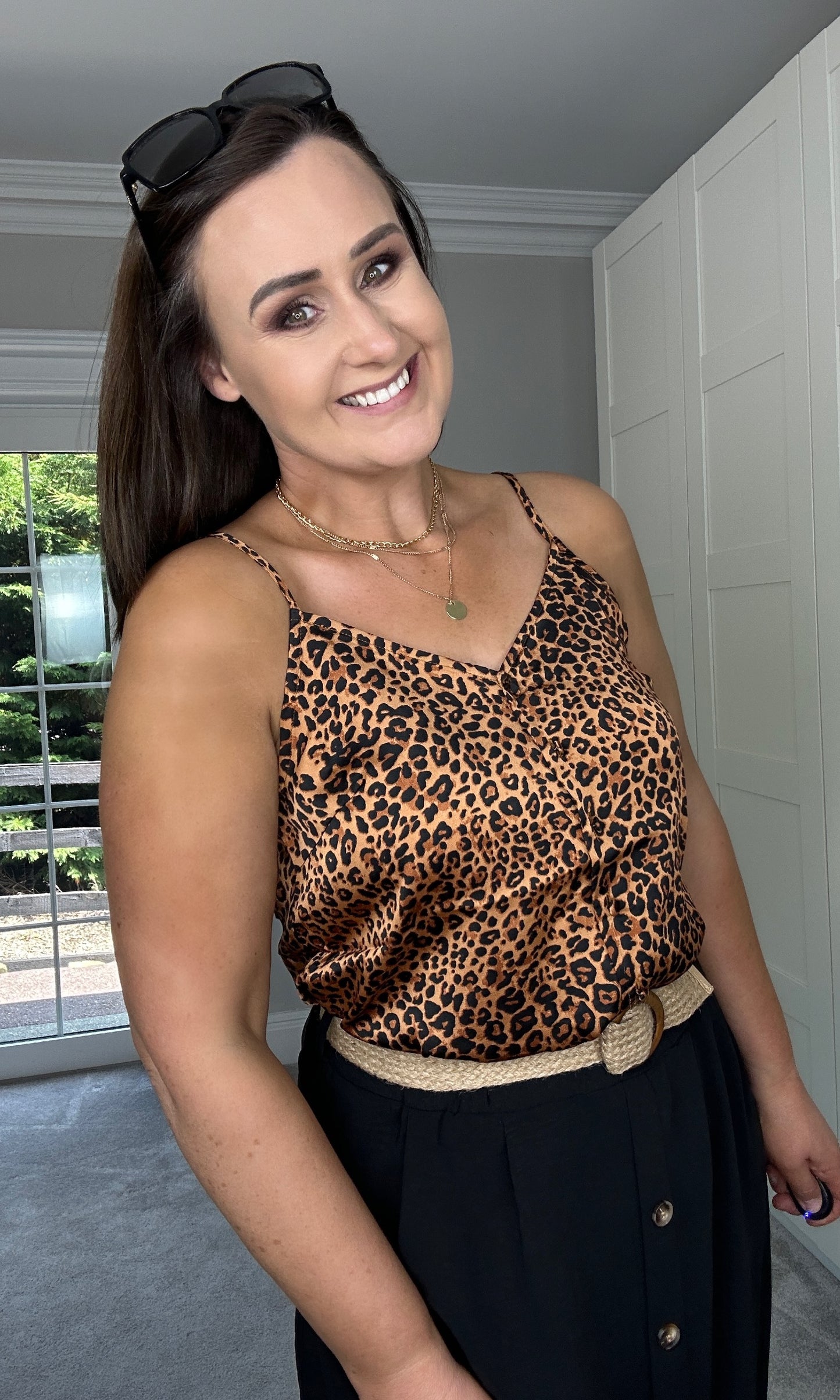 LEOPARD PRINT Button Cami Top