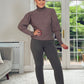 TAUPE BALOON SLEEVE POLONECK QUALITY KNIT JUMPER