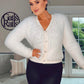 WHITE FLUFFY LUXURY CARDIGAN with heart buttons