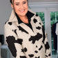 BEIGE ANIMAL PRINT HALF ZIP JUMPER