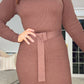 BROWN JUMPER DRESS with belt