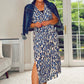 BLUE LEOPARD PRINT MIDI DRESS