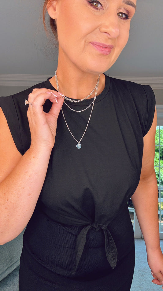 SILVER 3 TIER DISC NECKLACE