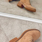 TAN LACE BOOTS with BLOCK HEEL