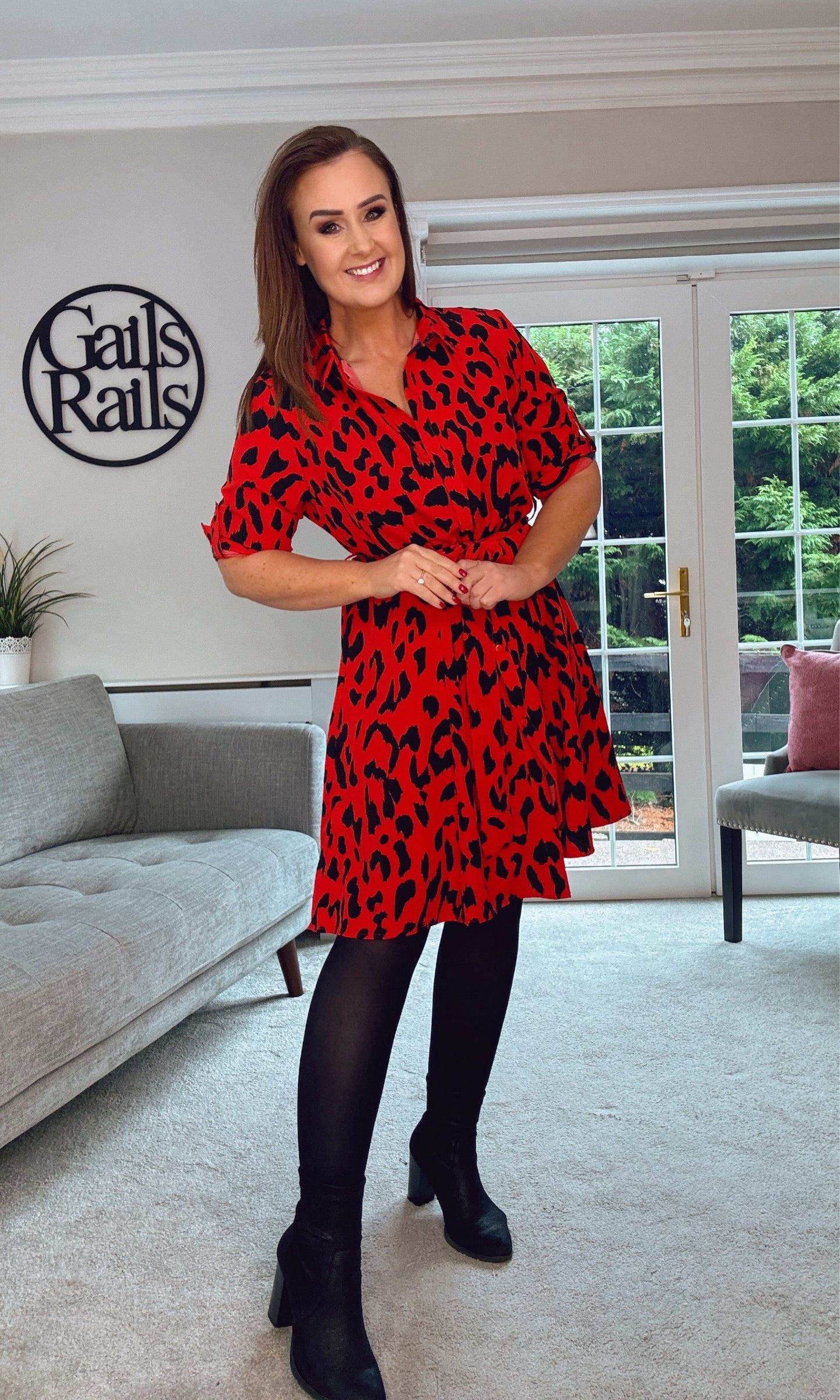 RED & BLACK ANIMAL PRINT CHRISTY DRESS