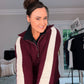 MAROON HALF ZIP JUMPER with sleeve stripe