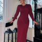 BURGUNDY SPECIAL OCCASION DRAPE MAXI DRESS