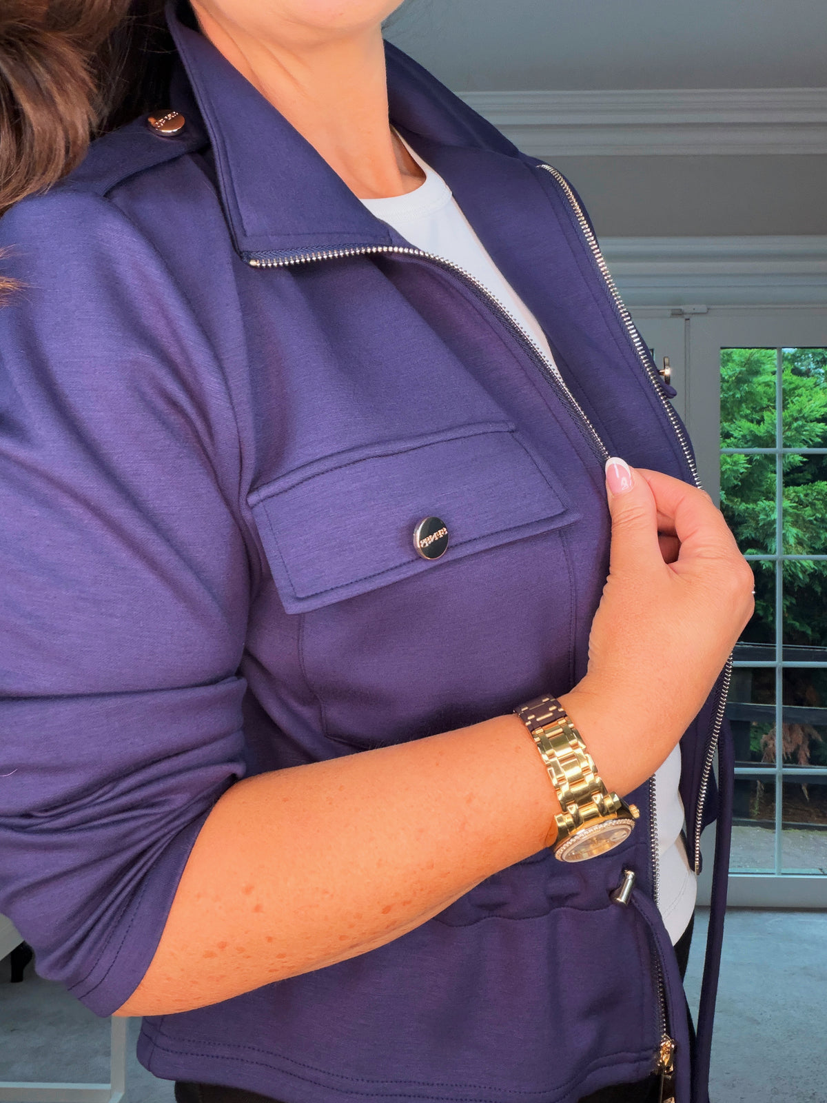 SENSS NAVY ZIP TIE WAIST JACKET