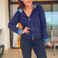 NAVY ZIP TOP with DENIM HOOD