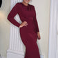 BURGUNDY SPECIAL OCCASION DRAPE MAXI DRESS