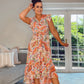 ORANGE PASLEY HIGH/LOW HEM DRESS