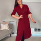 BURGUNDY MIDI SHIRT DRESS