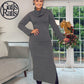 GREY COWL NECK KNIT DRESS