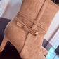 BEIGE BUCKLE ANKLE BOOTS