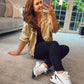 WHITE TRAINER WITH bLACK  STRIPE